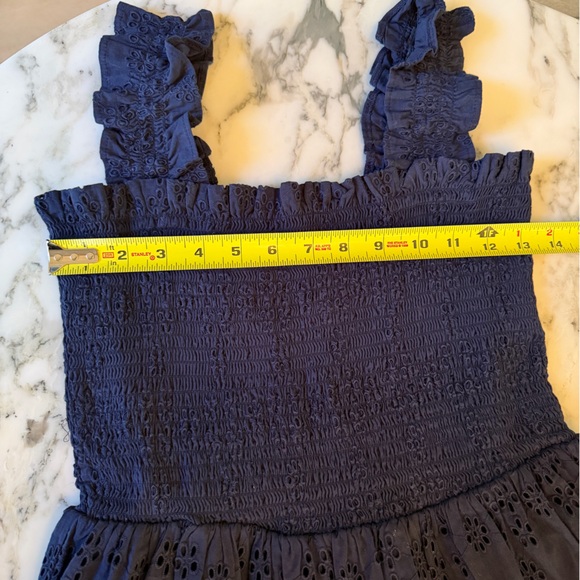 NWT Quince Organic Cotton Eyelet Midi Dress Navy Sz XS and S - Picture 3 of 9